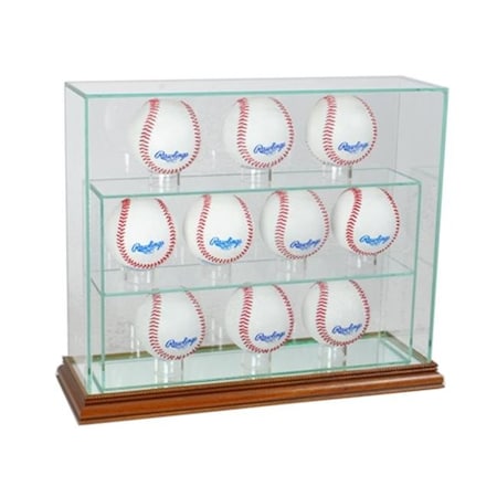 Perfect Cases 10UPBSB-W 12 Baseball Upright Display Case; Walnut